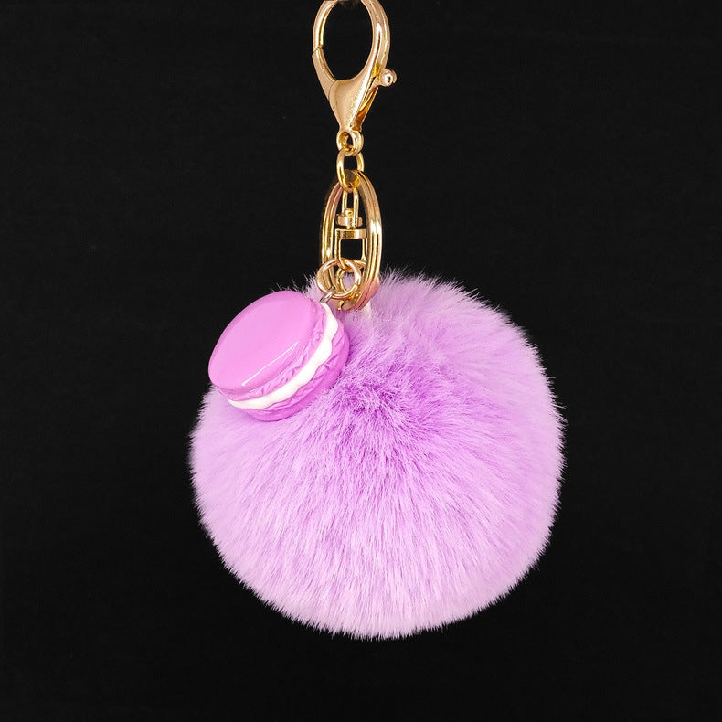 Wholesale Alloy Macaron Hair Ball Keychain